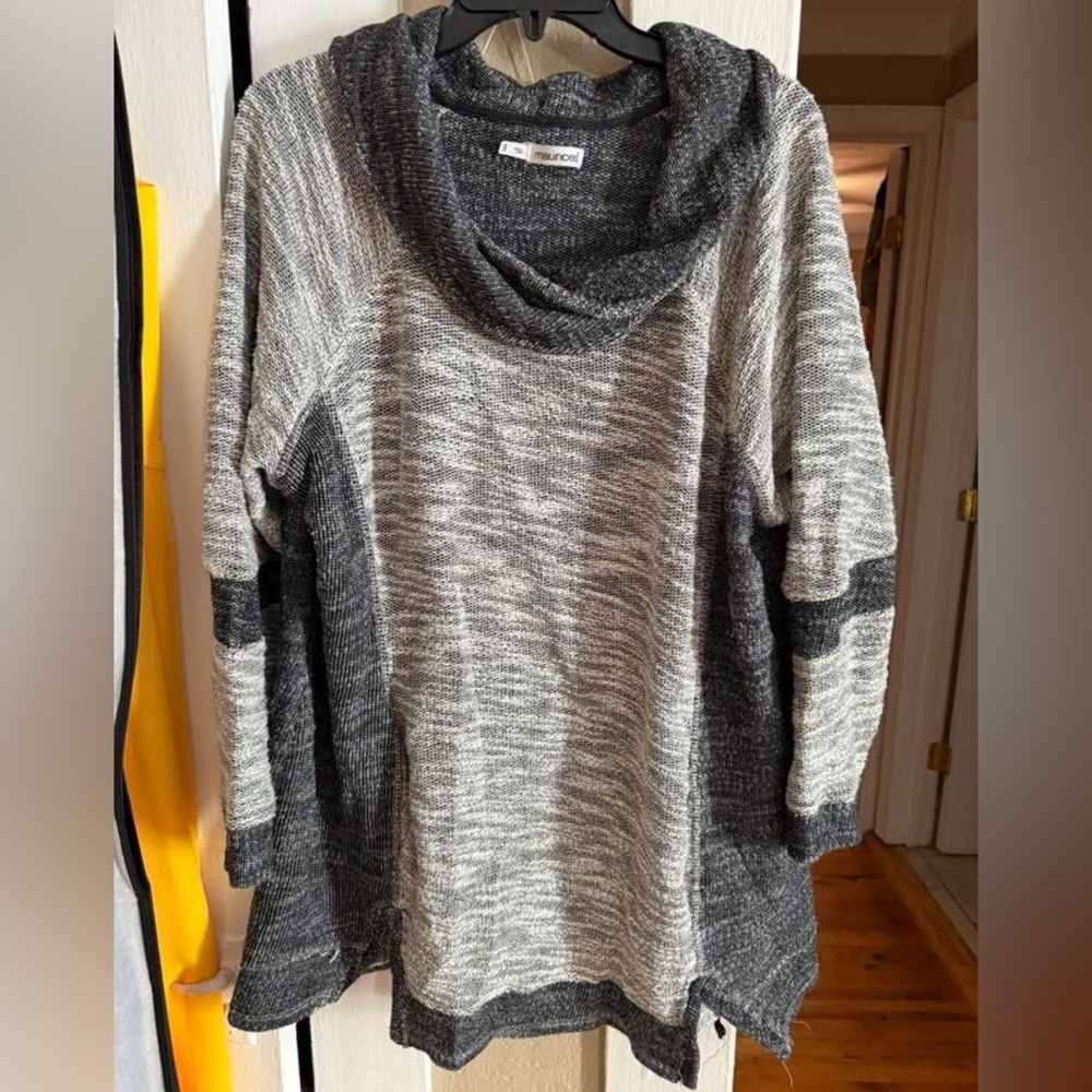 Sussan Gray and Black Cowl Neck Sweater